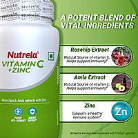 Patanjali Nutrela Vitamin C + Zinc 60 Tablets (Pack of 1)