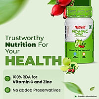 Patanjali Nutrela Vitamin C + Zinc 60 Tablets X 2 (Pack of 2)