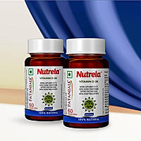 Patanjali Nutrela Vitamin D0002K Natural - 60 Chewable Tablets for Men & Women - Vanilla Flavor (Pack of 2)