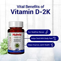 Patanjali Nutrela Vitamin D0002K Natural - 60 Chewable Tablets for Men & Women - Vanilla Flavor (Pack of 1)