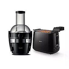 Philips Breakfast Combo - Quick clean Juicer HR1855/70 + Toaster HD2583/90