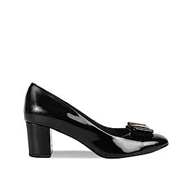 Rocia Black patent pump with bow top