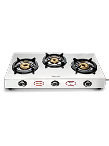 Preethi Ember, 3 Burner Stainless steel Gas Stove, 5 Yr Body & Burner Warranty