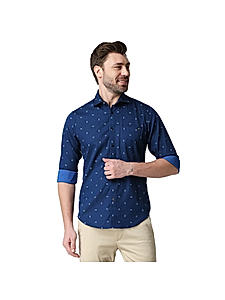 Killer Blue Slim Fit Collar Printed Shirts
