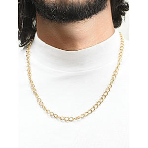 The Bro Code Attractive Gold Plated Fusion Look Alloy Curb Chain Necklace For Men 