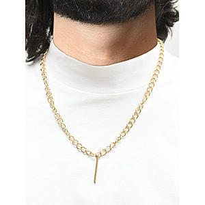 The Bro Code Gold Plated Geometric Shape Fusion Look Alloy Curb Chain Necklace For Men 