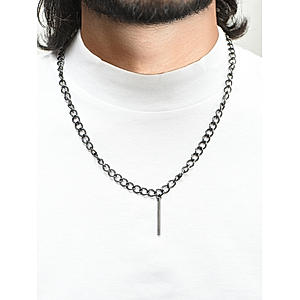 The Bro Code Gun Metal Geometric Shape Fusion Look Alloy Curb Chain Necklace For Men 