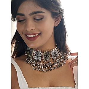 Ghungroo Dual Toned Oxidised Choker Necklace