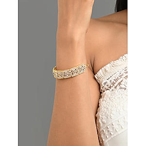 American Diamond Gold Plated Square Wraparound Bracelet