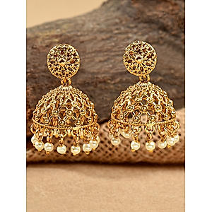 Antique Gold Plated Jhumka Earring 