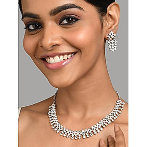 American Diamond Silver Plated Jewellery Set