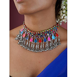 Fida Ethnic Multi Colored Aghani Choker Necklace For Women