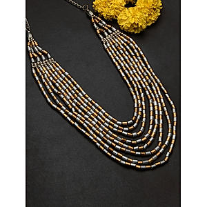 Fida Ethnic Oxidised Silver Dual Toned Multi Layer Necklace For Women