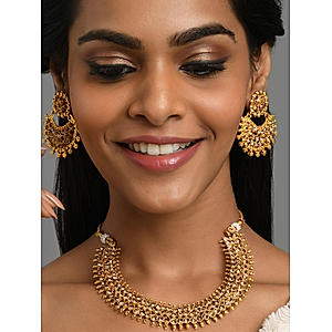 Brown Stones Gold Plated Jewellery Set