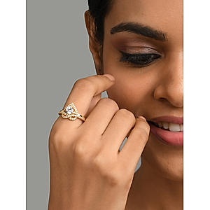 American Diamond Gold Plated Heart Engagement Ring