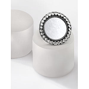 Black Mirror Silver Plated Oxidised Spherical Ring