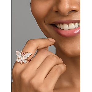 American Diamond Rose Gold Plated Butterfly Cocktail Ring