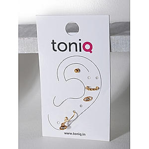 ToniQ Stylish Set of 4 Gold Plated Evil Eye Ear Cuff  for Women