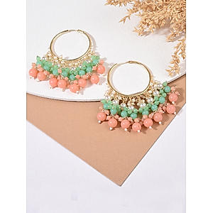 Multicolor Pearls Gold Plated Circular Hoop Earring