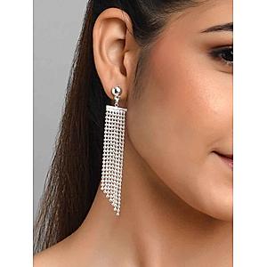 Toniq Classic Silver Plated Geometrical Drop Earring For Women