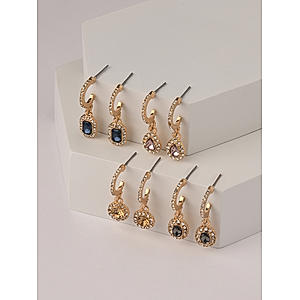 Toniq Classic Gold Plated Set of 6 Hoop Earrings for women