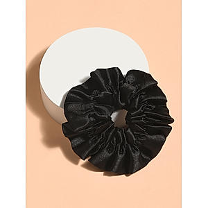 ToniQ Classic Black Pleated Scrunchie For Women