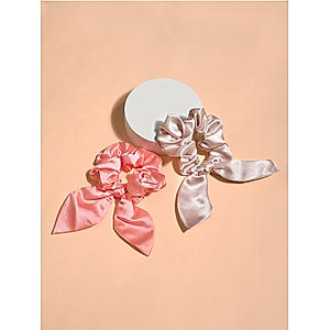 ToniQ Set of 2 Satin Multicolor Bow Scrunchie for Women