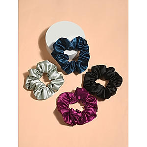 ToniQ Set of 4 Satin Multicolor Scrunchie for Women