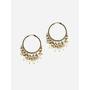 White Pearls Gold Plated Hoop Earring