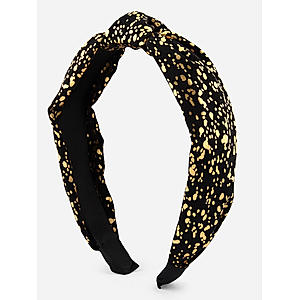 Black Gold Glitter Spray Top Knot Hair Band