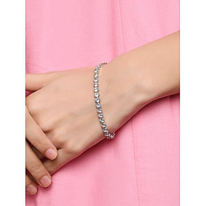 Fida Luxurious Silver Plated American Diamonds Studded Magnetic Bracelet for Women