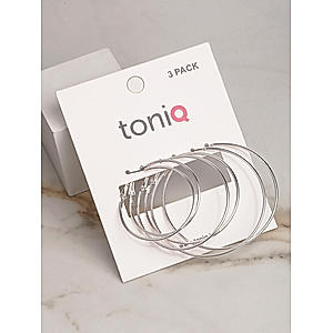 ToniQ Stylish Silver Plated Set of 3 Hoop Earrings For Women