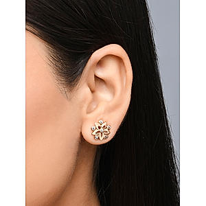 Toniq Luxurious Gold Plated American Diamond Daisy Stud Earring for Women