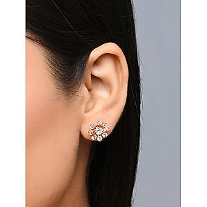 Toniq Luxurious Gold Plated American Diamond Daisy Stud Earring for Women