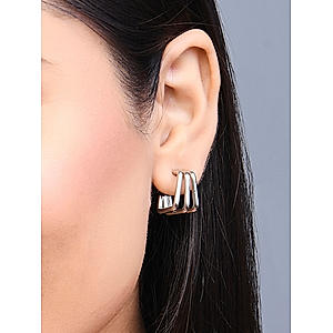 Toniq Stylish Silver Plated Square Hoop Earring For Women