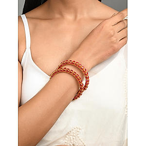Set of 2 Ruby Gold Plated Bangles