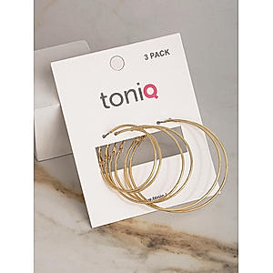 ToniQ Stylish Gold Plated Set of 3 Hoop Earrings For Women