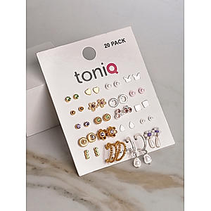 ToniQ Stylish Gold Plated Set of 20 Floral Stud earrings for Women
