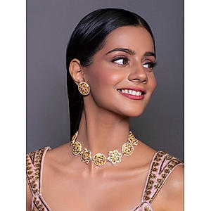Kundan Beads Gold Plated Geometric Star Jewellery Set 