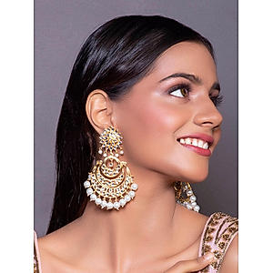 Kundan Pearls Gold Plated Layered Chandbali Earring