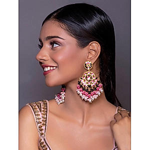 Multicolor Pearls Gold Plated Beaded Drop Earring