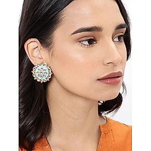 Pastel Blue Kundan Gold Plated Meenakari Stud Earring