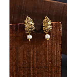 Gold Plated Lakshmi Temple Stud Earring