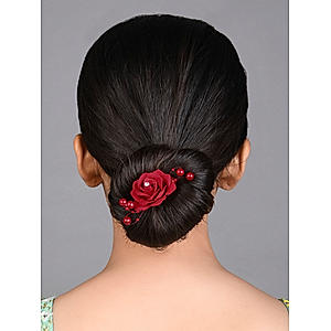 Fida Ethnic Red Rose U Hair Pin For Women