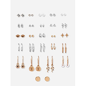 Toniq Set of 25 Gold and Silver Stud and Drop Earring  Jewellery Set ( 25 Pcs) 