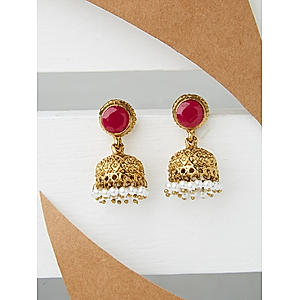 Ruby Gold Plated Jhumka  Earring