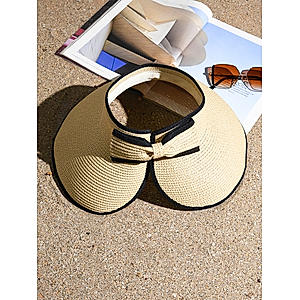 Stylish Bow Detailing Black Edgeing Sun Visor Hats For Women