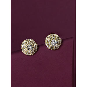 Fida  Luxurious Gold Plated  American Diamond Stud Earring for Women