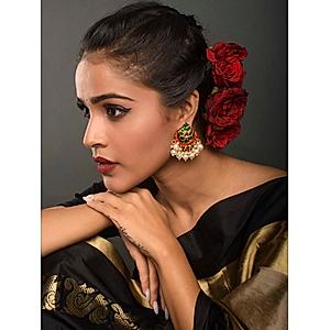 Red Green Pearls Gold Plated Enamelled Drop Earring