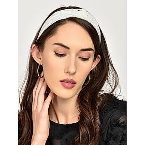 Toniq Stylish Pleated White Top Knot Hair Band For Women